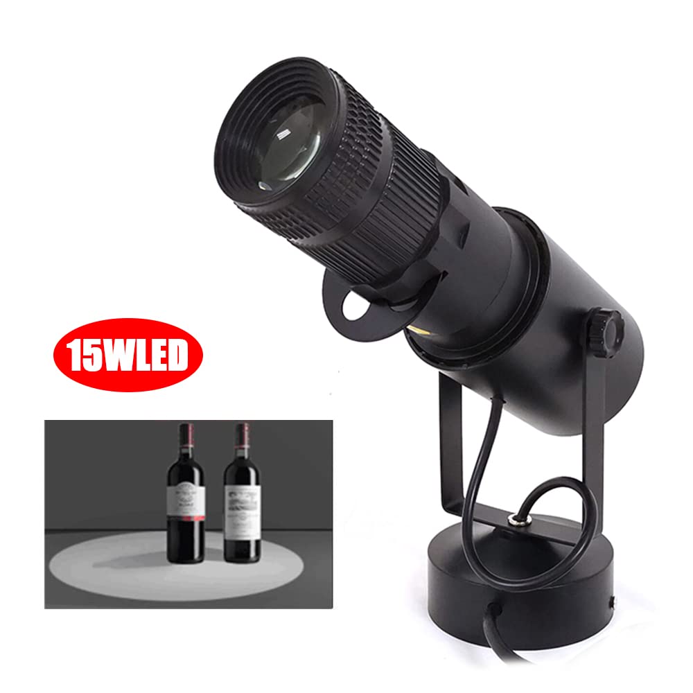Spot LED blanc 15 W - Réglable - Pare-soleil rotatif - Lumière publicitaire - Éclairage de scène - Effet lumineux pour mariage, discothèque, fête, théâtre