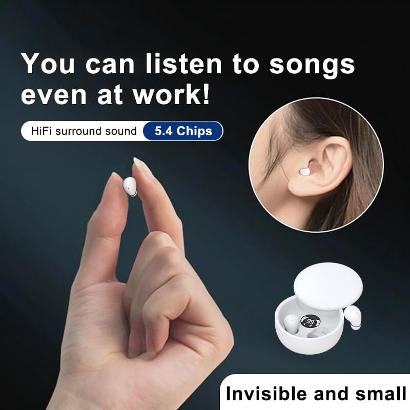 Mini Invisible Bluetooth Earbuds,Ultra-Light Comfort Fit Sleep Headphones for Side Sleepers,Mini Noise Blocking Sleep Earphones,Bluetooth 5.4 Wireless Earbuds for Sleeping, Working, (Khaki)