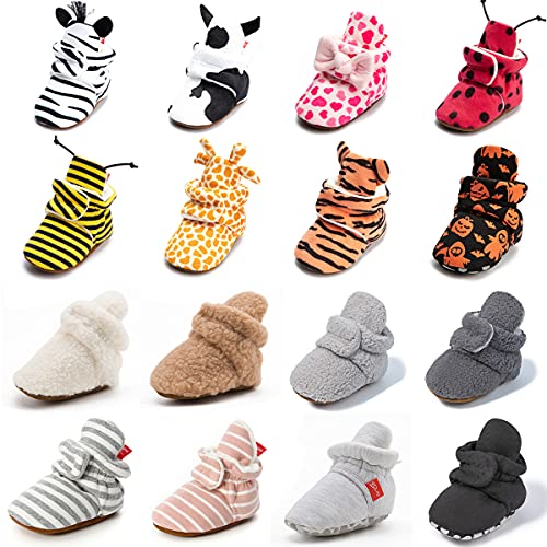Ohsofy Newborn Baby Cotton Booties Stay On Slipper Winter Warm Soft Shoes Non-Skid Infant Ankle Boots Crib Shoes #TOP1