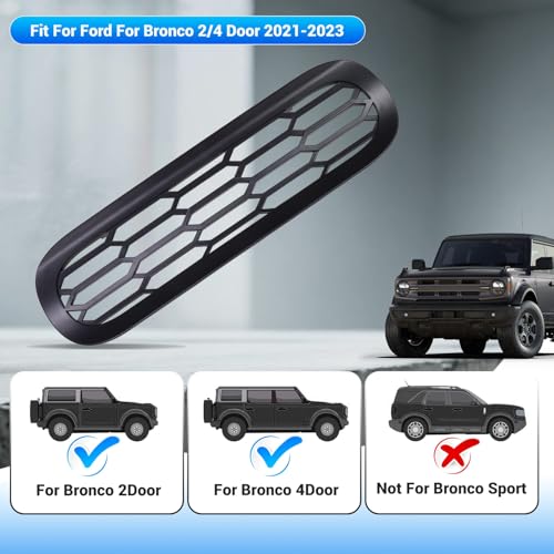 Image of Front Grill Mesh Grille Inserts Cover Frame, Front Bumper Inserts Grill Guard Clip-on Decoration Accessories for Ford Bronco Offroad 2 /4 Door 2021 2022 2023 2024 2025 (Black)