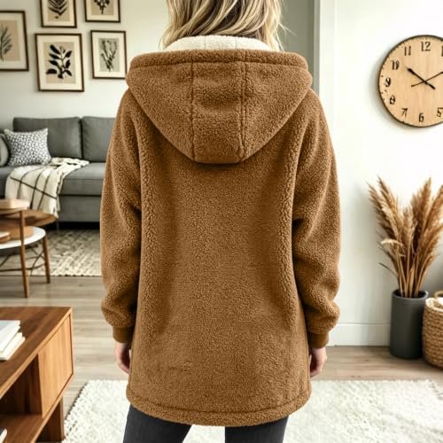 SCRRMZO Sherpa Jacket Women Warm Fleece Zip Up Hooded Outwear Winter Jacket | Sherpa Jacket Women, Fleece Jacket Women, Womens Sherpa Jackets, Womens Long Fleece Jackets - image 6