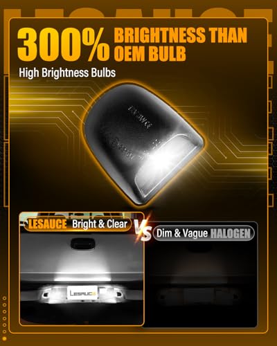 Image of LESAUCE LED License Plate Light Tag Lamp Assembly Replacement for Chevy Silverado 1500 2500 3500 Suburban Tahoe GMC Sierra Yukon XL for Escalade, 6000K White,Housing+T10, Pack of 2