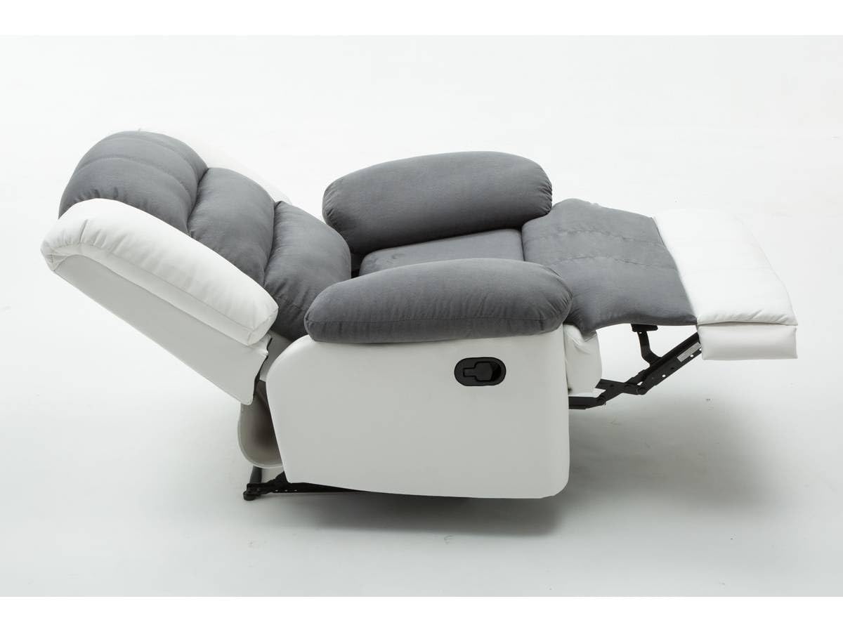 Habitat et Jardin Fauteuil Relax - 85 x 93 x 100 cm - Blanc/Gris Clair