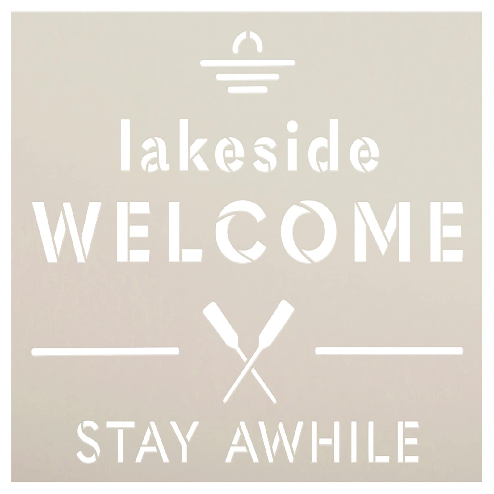 Lakeside Welcome Stencil by StudioR12 | Craft DIY Summer Home Decor | Paint Outdoors Wood Sign | Reusable Mylar Template | Select Size (12 inches x 12 inches)
