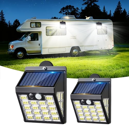 THUMOK Magnetic RV Solar Lights Outdoor 160LEDs Bright RV Light with Motion Sensor Waterproof 3 Lighting Modes RV Exterior Lighting for Camper Trailer Awning Porch2
