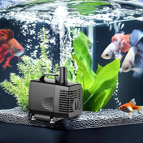 Image of 550GPH Submersible Pump 50W Ultra Quiet Fountain Water Pump, 2500L /H, with 8.2ft High Lift, 3 Nozzles for Aquarium, Fish Tank, Pond, Hydroponics, Statuary(Black)