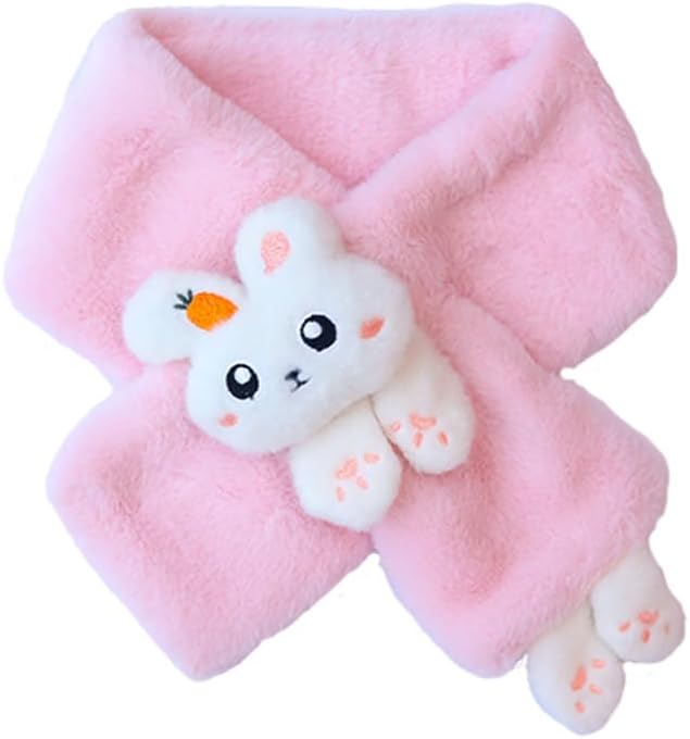 Ruby&Tang Toddler Girl Scarf Warmer Kids Bunny Scarves Outdoor Furry Rabbit For Children 2t 3t 4t 2-9Years