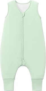 Baby/Toddler Sleep Sack with Legs, Rayon from Bamboo 95% + 5% Spandex, 1.0 TOG, 2‑Way Zipper Sleeping Bag, Walker‑Friendly 12-18M Green