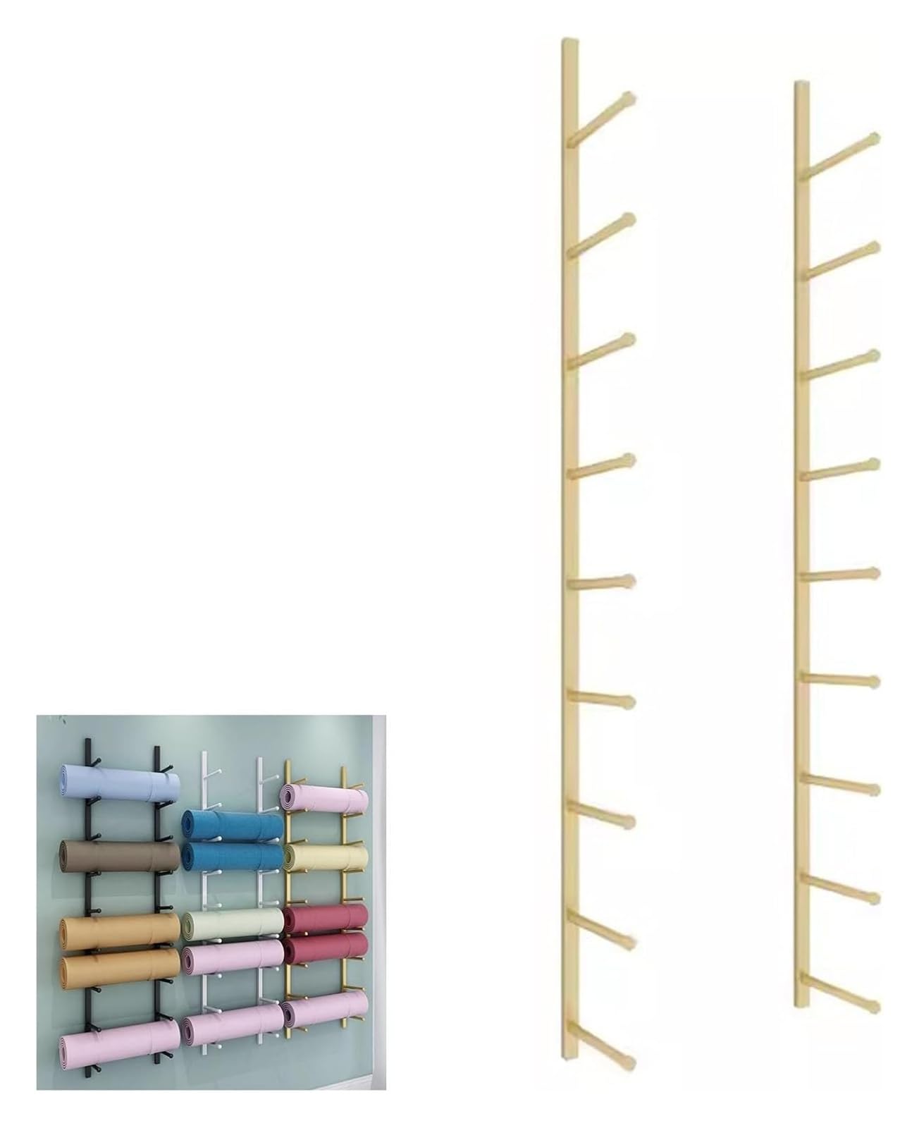 Support mural tapis de yoga et de gym avec etagere fitness 155cm