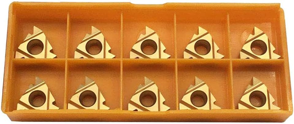 10 x 16IR AG60 Threaded Carbide Inserts for Machining Iron and Steel Parts, Suitable for SER/SEL Thread Holders (22ER N60 Gold)