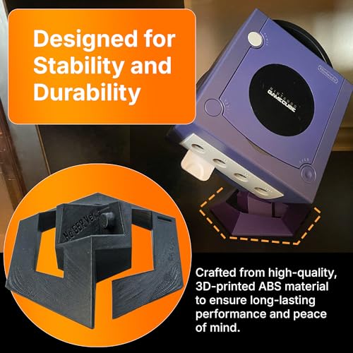 SplashNColor Display Stand Compatible with Nintendo Gamecube - Corner Console One-Piece Design – Perfect for Displaying Game System Without GBP – Retro Gaming Stand Game Player Stand - ABS (Black) - Thumbnail 4