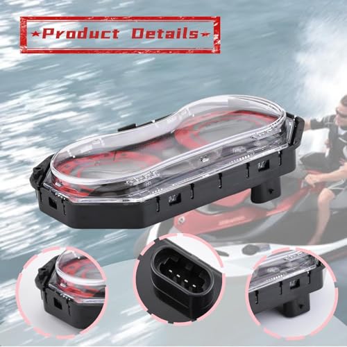Image of 278002270 278002144 LCD Digital Jet Ski Speedometer Red Fit for 2006-2011 Sea Doo GTX RXP RXT Wake Digital Gauge Cluster Kit with Chrome Bezel