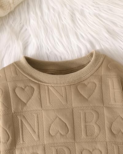 Image of Jecson Baby Girl Clothes Toddler Outfits Quilted Heart Sweatshirt & Jogger Pants Fall Winter Sweatsuit 2Pcs Sets 3M-4T
