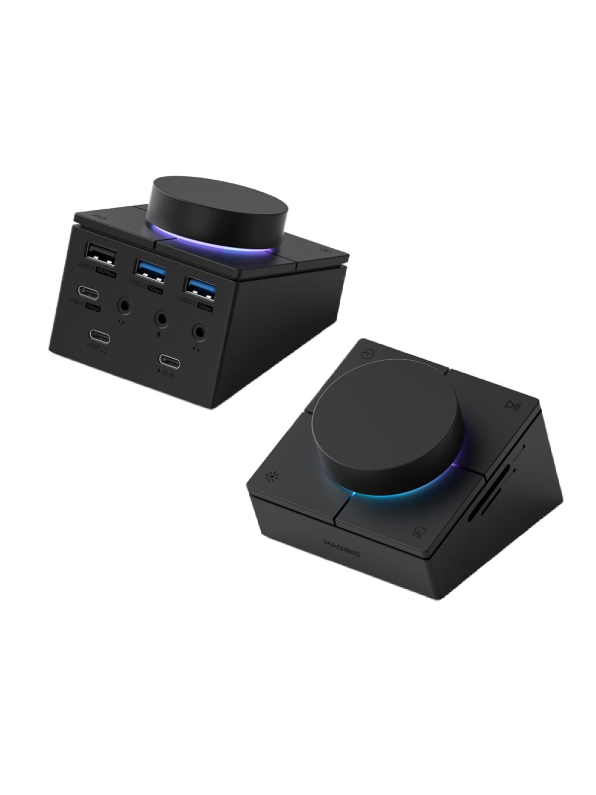 Hagibis Hub USB C avec boutons de raccourci, station d'accueil RVB de type C avec USB-C 5 Gbit/s, 2 ports USB 3.0, prise jack 3,5 mm, SD/Micro SD3.0, USB 2.0 pour ordinateur portable MacBook, iPad Pro