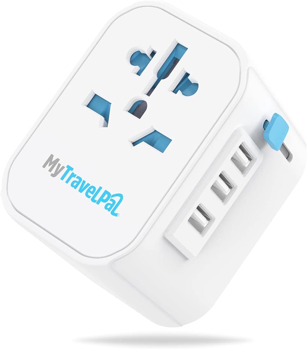 MyTravelPal™ Worldwide Universal 10A Travel Adapter - The Most Powerful & Safest All In One Earthed International Wall Charger - 4 USB Ports - USA EU UK AUS - Suitable For High Powered Devices