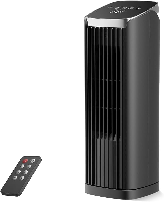 Ventilador de torre de 13"para dormitorio, ventilador de escritorio portátil con 4 velocidades, 4 modos | Ventilador de enfriamiento silencioso con control remoto, temporizador de 12H, ventiladores oscilantes de 70° Ventilador de mesa sin aspas para el hogar de la oficina de la habitación