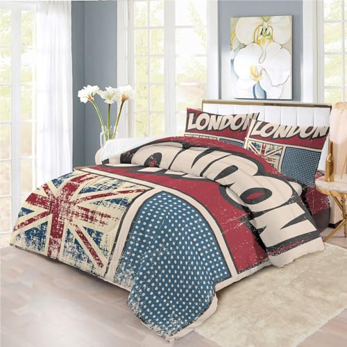 Boasorte UK Flag Comforter Set with Pillow Shams or Sheet
