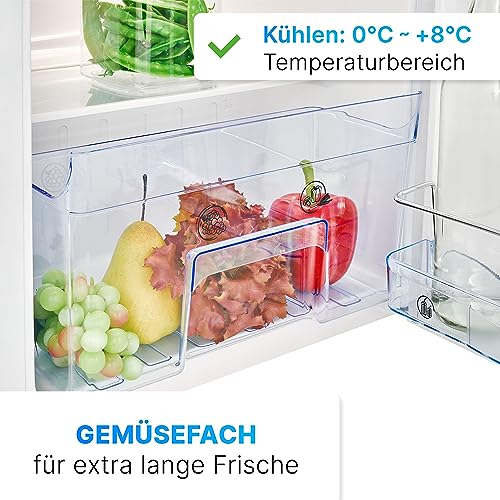 Bomann Kühlschrank mit Gefrierfach | 91L Nutzinhalt davon 8L Gefrierfach | Kühlschrank klein | mit wechselbarem Türanschlag | Mini Kühlschrank m. Gemüseschale | 2 Ablagen | Minibar leise | KS 7349 – Bild 6