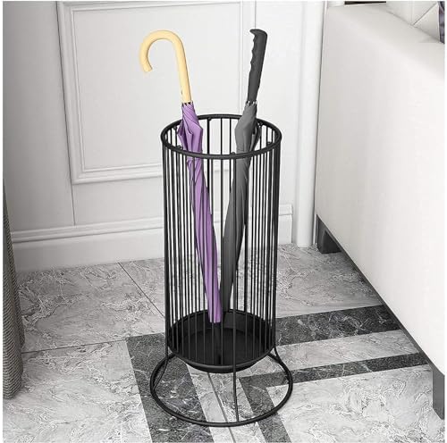 Porte-parapluies compact en métal noir à grande capacité pour l'entrée de maison