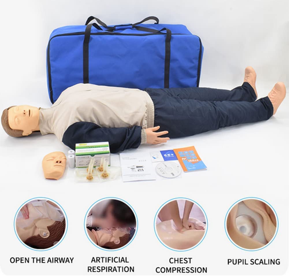 CPR Manikin für Erwachsene mit 50 Stück CPR Trainingsschilden für Ärzte Krankenpflegertraining Medizinischer Unterricht, 170 cm