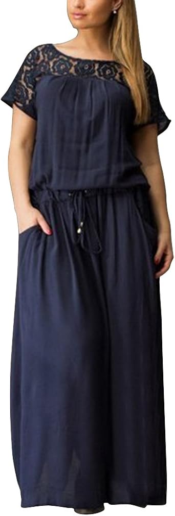 ZhuiKun Mujer Vestido Largos Elegante de Encaje Coctel Maxi Vestidos Tallas  Grandes: Amazon.es: Ropa