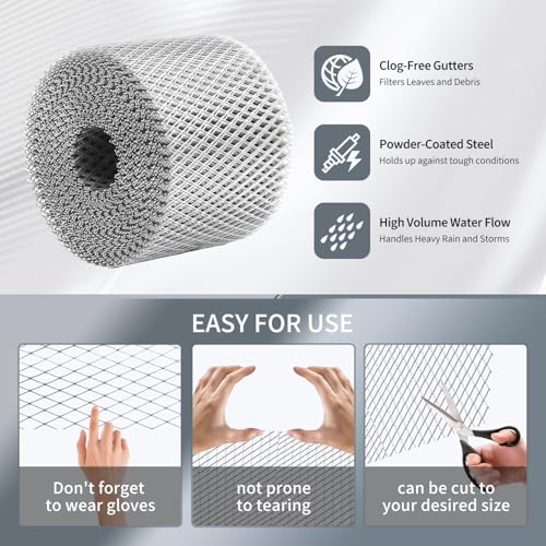 Jade.M.Lua 5 Inch ×100 Ft Gutter Guard Mesh Roll, Leaf Filter with Installation Screws by Jade.M.Lau - Image 5