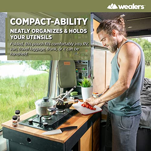 Wealers 12 Piece Camp Kitchen Cooking Utensil Set Travel Organizer Grill Accessories Portable Compact Gear for Backpacking BBQ Camping Hiking Travel Cookware Kit Water Resistant Case (Green) - Image 6