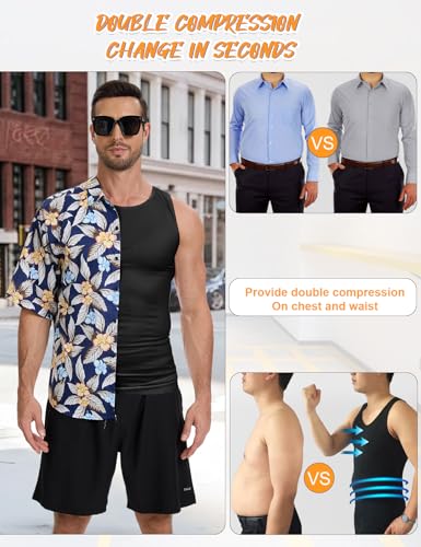 HANERDUN Men Compression Shirts Sleeves Slimming Bodyshaper Vests Undershirt Tank Top4
