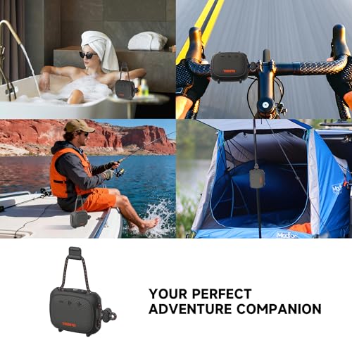 TAZATA Rugged Outdoor Speaker, IPX7 Waterproof,Floating Bluetooth Speaker with 11H Playtime,TWS Pairing,Built-in Strap for Cycling,Fishing,Shower,Camping,Travel Gift