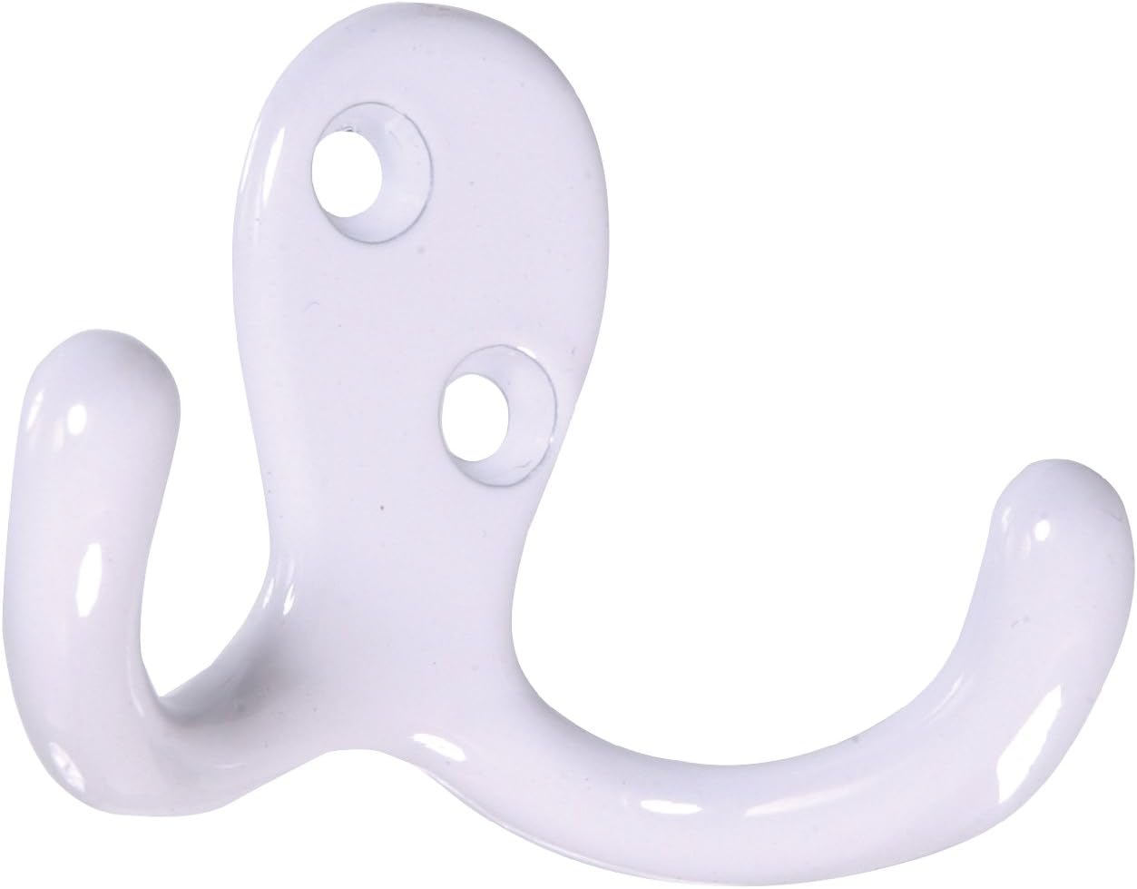 Hardware Essentials 852084 Double Clothes Hooks White -2 Pack