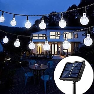iihome Solar Garden Lights,60 LED String 36ft Outdoor Waterproof Solar-Powered Crystal Ball Decorative Lights for Garden,Patio,Yard,White, 36feet
