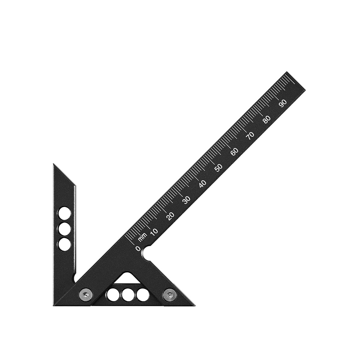 Aluminum Imperial Circle Center Positioning, 45/90 Degree Positioning Ruler, Right Angle Positioning, Centerline Positioning, Multi-Function Arrow Ruler, High-Precision Measuring Ruler (Black, Metric)