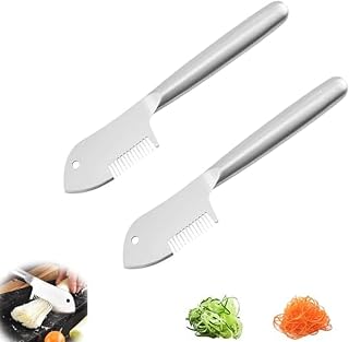 Stainless Steel Multi-purpose Julienne Peeler, Precision Blade Vegetable Slicer, Quick Easy Kitchen Shredder with Comfortable Handle & Hanging Hole to Carrot, Cucumber, Potato (2*Pcs)