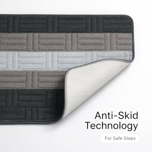Image of DecorTwist PVC Door Mat 60x40 cm | Heavy Duty Indoor Outdoor Entrance Mat | Anti-Slip Rubber Back | Waterproof, Dust & Dirt Trapping | Non-Slip Mat for Home & Office | Style 5 Black Gray | Pack of 1
