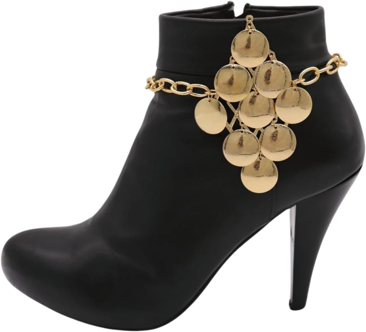 Women’s Western Boot Chain Anklets (2-Pack) – Gold-Tone Curb Chain With Dangling Coin “Grapes” Charms, Adjustable 11–15 In – Festival, Concert, Rodeo Boot Jewelry, Handmade in USA – BC79