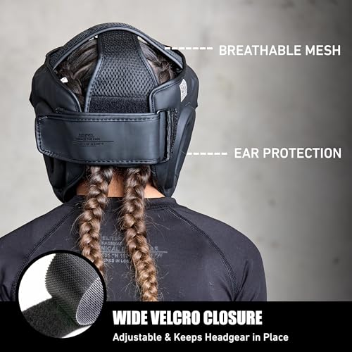 Elite Sports Best Kids Boxing Headgear Youth Wrestling Headgear MMA Kickboxing Muay Thai BJJ Karate Head Guard for Boys Girls (Age 7 to 9 Years Medium, Black)