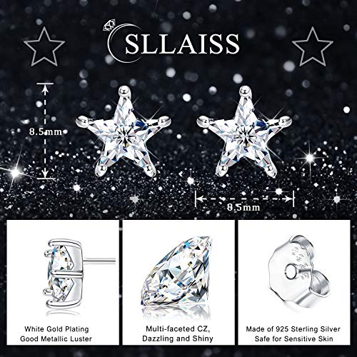Sllaiss Sterling Silver Moon Star Flower CZ Stud Earrings Cute Music Note Earrings for Women Men Dainty Cubic Zirconia Earrings Stud Jewelry Gifts3