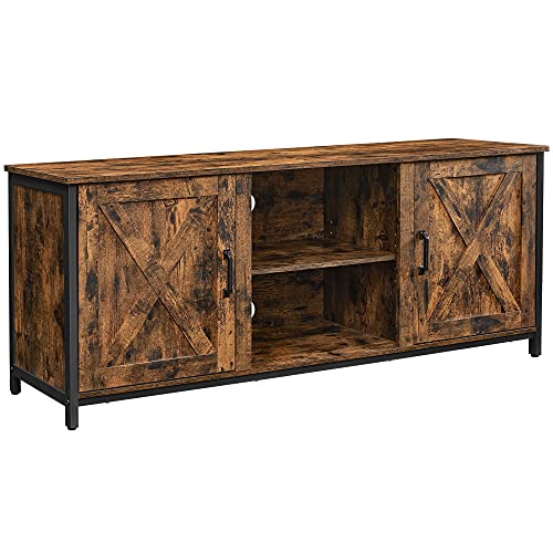 VASAGLE Fireplace TV Stand for TVs up to 65 Inches, 18-Inch ELectric Fireplace with Remote, Farmhouse Entertainment Center, Media Console Table for Living Room, Rustic White and Honey Brown
