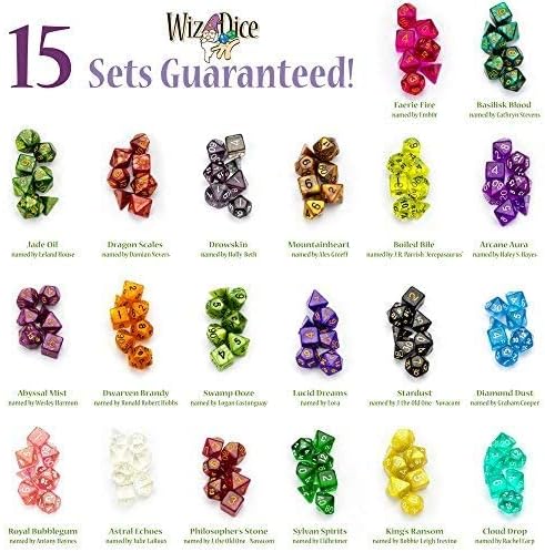 Wiz Dice Series II - DND Dice Set (105 Dice, 15 Sets of 7 Unique Colors) - Perfect DND Gifts - Role Playing Dice DND Accessories for TTRPG MTG Dice Games -D&D Dice Game Sets in Unique Finishes