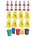 Wakauto 25Pcs Mini Traffic Signs Playset for Kids Includes Traffic Cones Yellow Warning Sign Garbage Can Road Street Toy for Early Transportation Safety Education Themed Parties