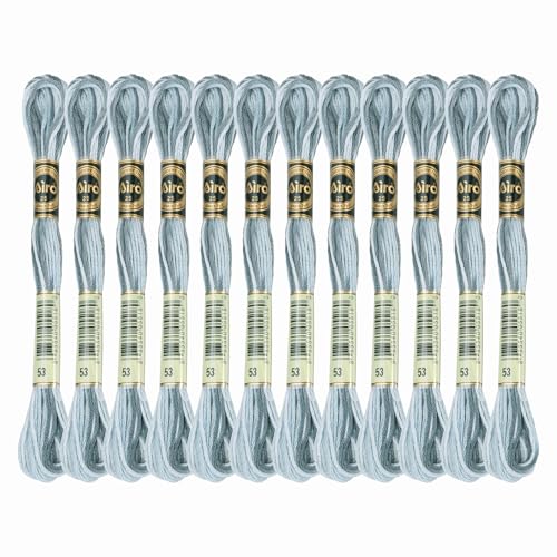 Image of PATIKIL 12 Skeins Embroidery Floss, Polyester Embroidery Threads Bracelets String for Cross-Stitch Hand Embroidery, Gray White