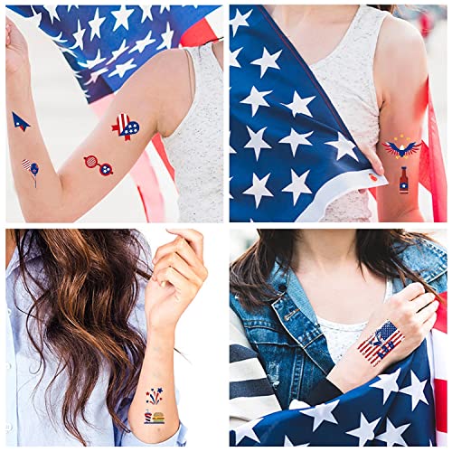 July 4Th Independence Day Temporary Tattoo Sticker American Flag Temporary Tattoo Sticker 100+Design Flag For Party Parade Supplies Decorative Stickers For Women Kids Face Body Arms-10 Sheets #TOP5