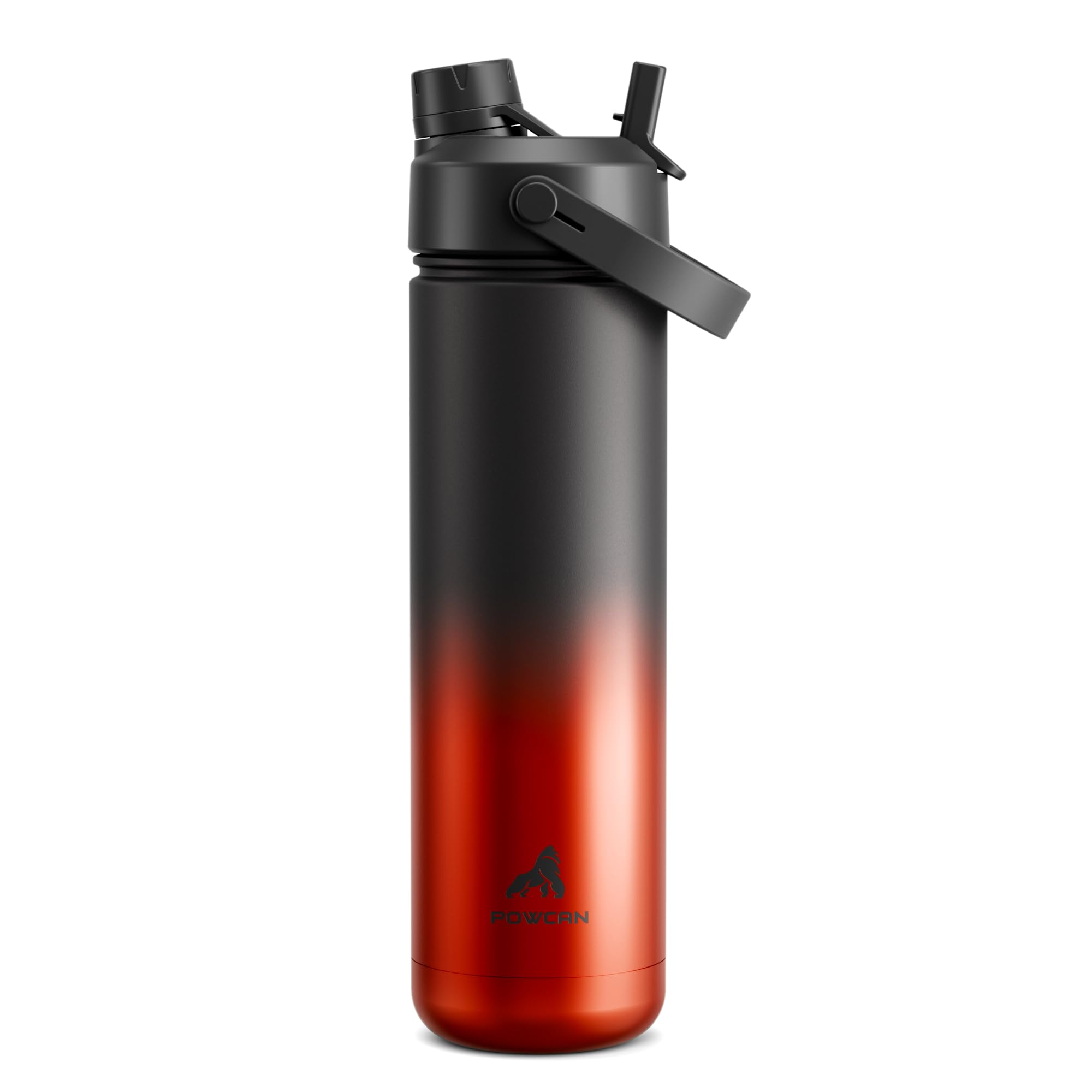 POWCAN 40 oz beker met handvat, 2-in-1 rietje en slokdeksel, lekvrij, vaatwasmachinebestendig, geïsoleerde roestvrijstalen reiskoffiemok, houdt 34 uur koud, past in autobekerhouder (boor