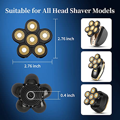 Replacement Head For Electric Shaver Mens Electric Razor Head 6D - Close Head Shavers For Men Replacement Head - Wet & Dry Bald Shavers Blades Waterproof Shavers Replacement Blades Head（Gold） #TOP2