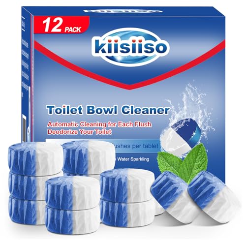 Image of KIISIISO Toilet Bowl Cleaner Tablets, 12 PACK Commercial Household Bathroom Cleaners, Automatic Toilet Tank Cleaners Deodorizers