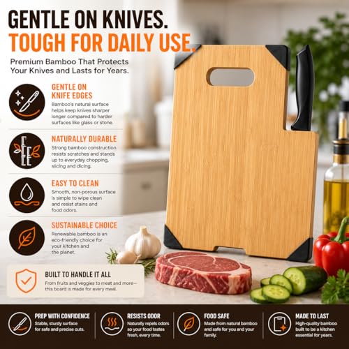 Set tabla de cortar de bambú con cuchillo, 34.04 x 24.0 cm miniatura 6