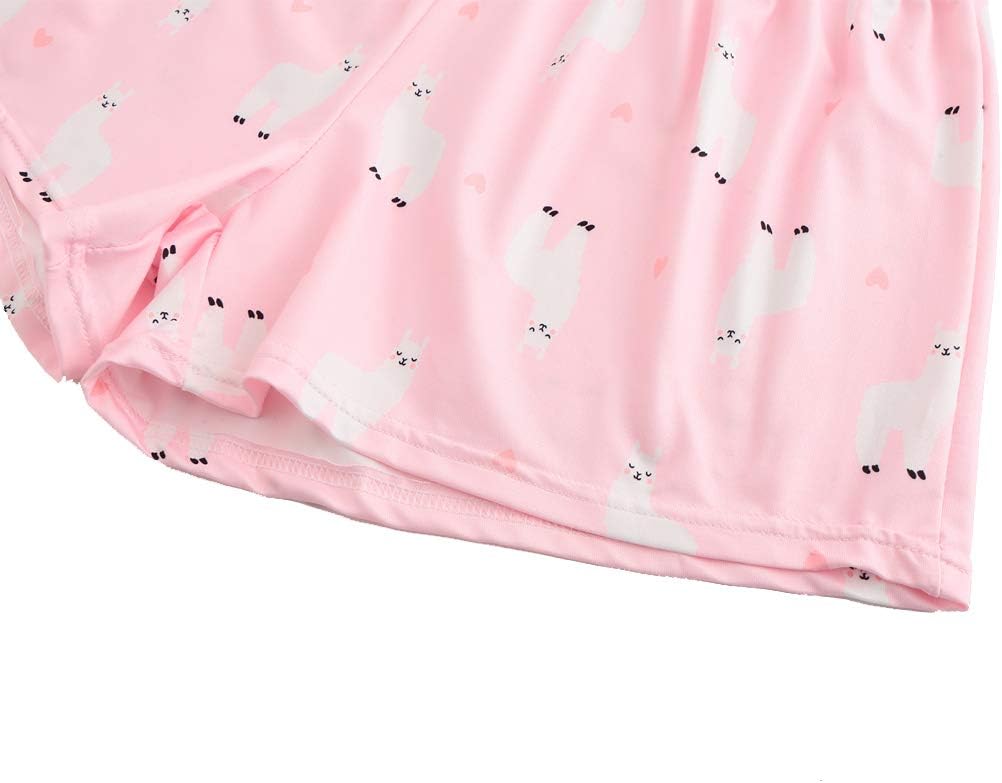 YIJIU Women Short Sleeve Tee and Shorts Pajama Set Cute Alpaca Print Sleepwear - Image 7