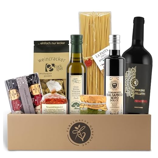 Geschenkkorb Bella Italia gefüllt mit Rotwein und italienischer Feinkost - Präsentkorb mit Olivenöl, Aceto Balsamico, Pasta, Pesto, Tartufini | Wein Geschenk für Männer & Frauen, Pasta Geschenkset