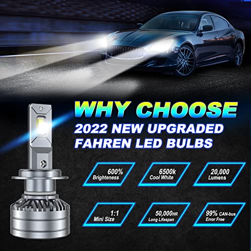 Krieges Fahren H7 Led Headlight Bulbs, 120W 20000Lm 600% Brighter Led Headlights Conversion Kit 6500K Cool White Ip68 Waterproof Halogen Bulb Replacement #TOP6