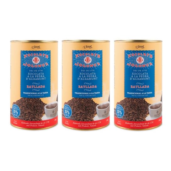 Jolonch Chocolate A La Pedra D'Agramunt | Stone Grated Small Chips | Cacao 35% | Mexico Sourced Spain Packed | Vicens Oldest Xocolata Factory In The World Est. 1770 | Baking or Hot Chocolate or Pastries | 17.64 oz (500 gr) (Pack of 2, 35.28, Ounce)